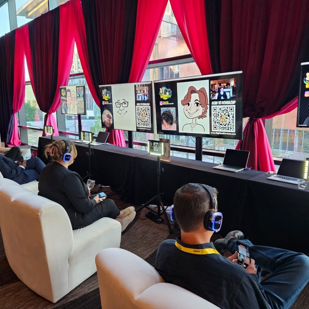 Big Heads and Beats Digital Caricature Booth with Full Setup Image #1